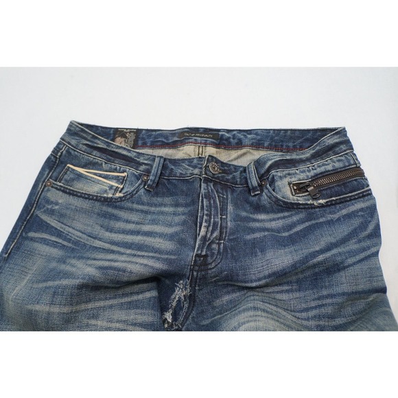 Cult of Individuality JAPANESE SELVEDGE DENIM GREASER STRAIGHT 38x32 DISTRESSED - Picture 4 of 10